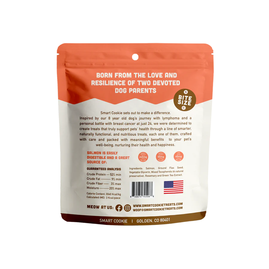 Smart Cookie Grain Free Cat Jerky Treats in a resealable bag for happy and healthy cats