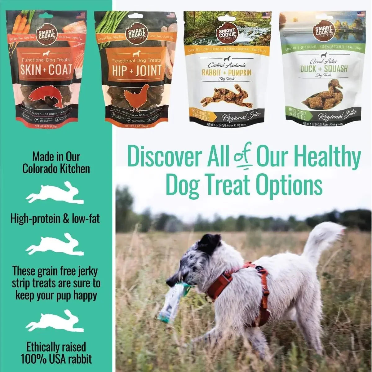 Smart Cookie Rabbit Jerky Strips - All - Natural Grain - Free Treats for Dogs & Cats 3oz - Talis Us
