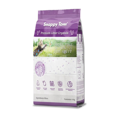 Snappy Tom scented non-clumping cat litter in a 4kg bag designed for odor control and easy cleanup