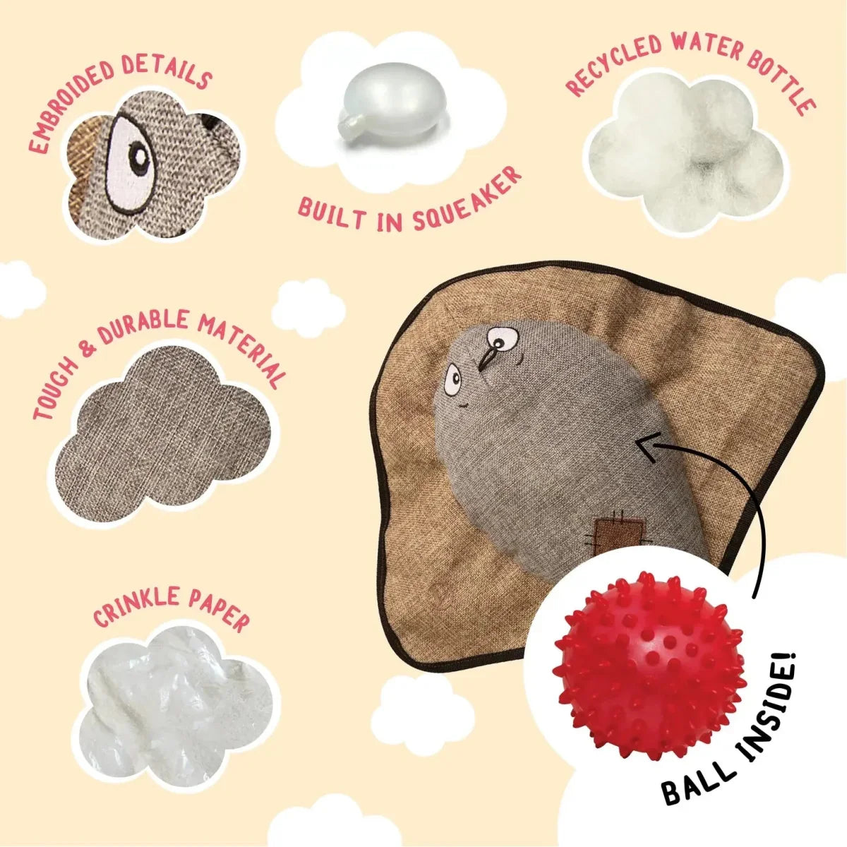 SnugArooz Sally the Stingray Plush Dog Toys with Ball - Talis Us