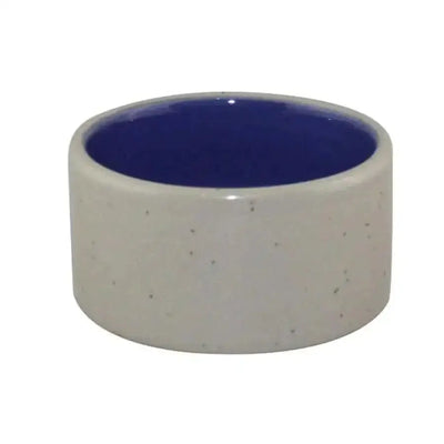 Spot ceramic pet bowl in white with a blue interior for small animals