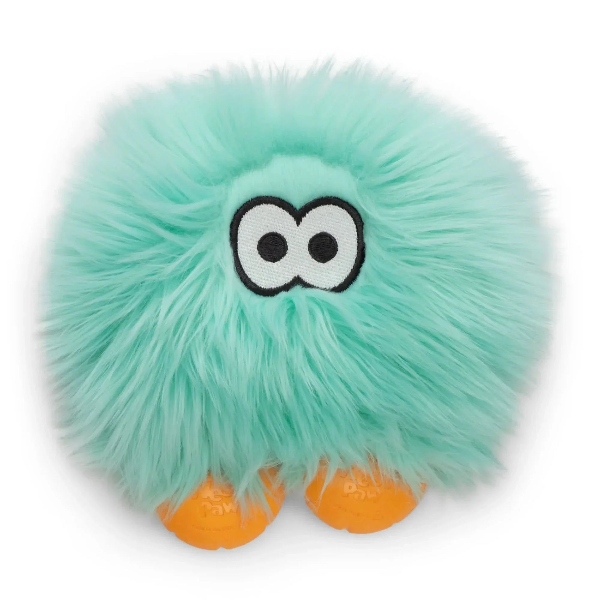 West Paw Squeaky Plush Dog Toy in Mint Green with Soft Fur and Orange Feet