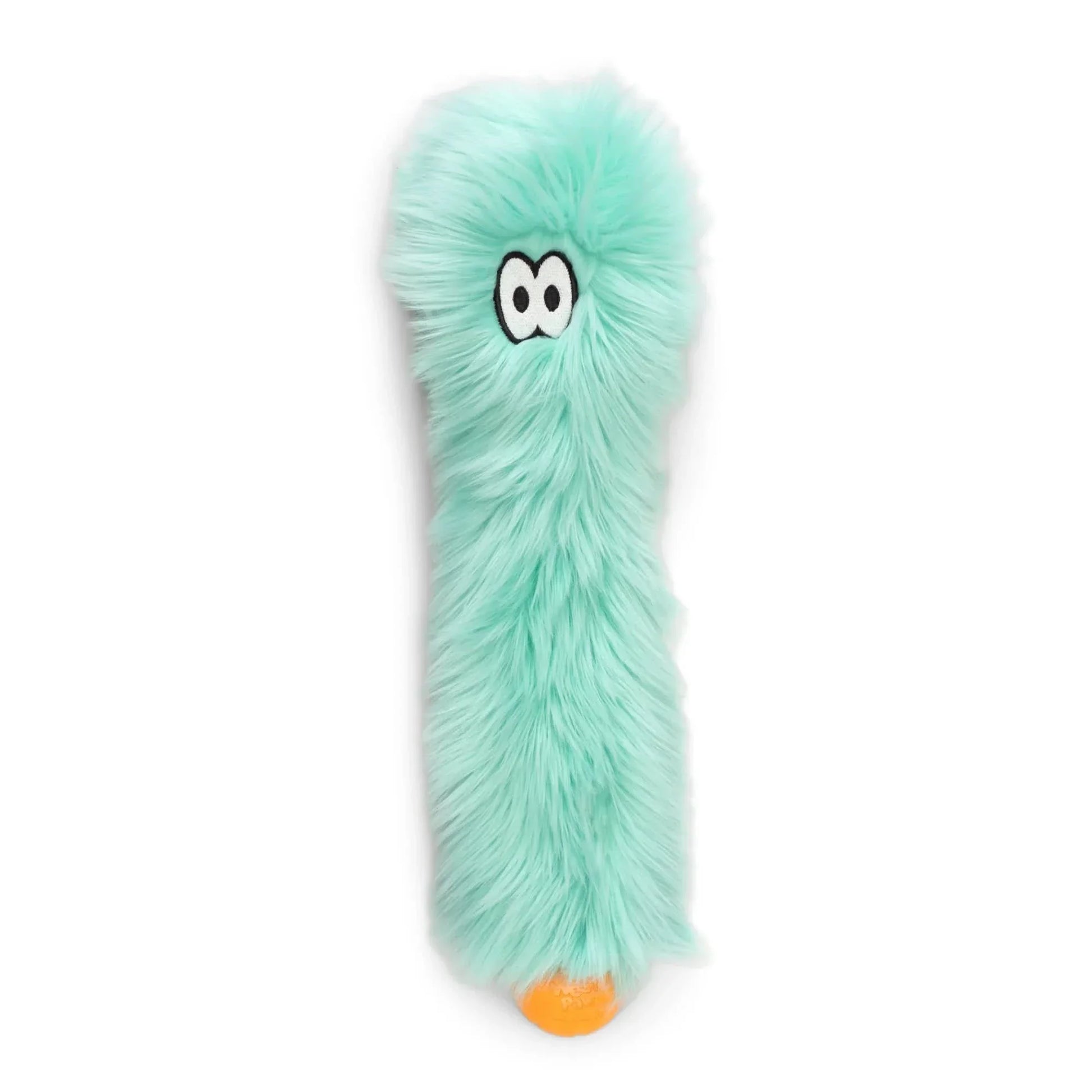 West Paw Squeaky Plush Dog Toy in Mint Green with Soft Fur and a Bright Orange Squeaker