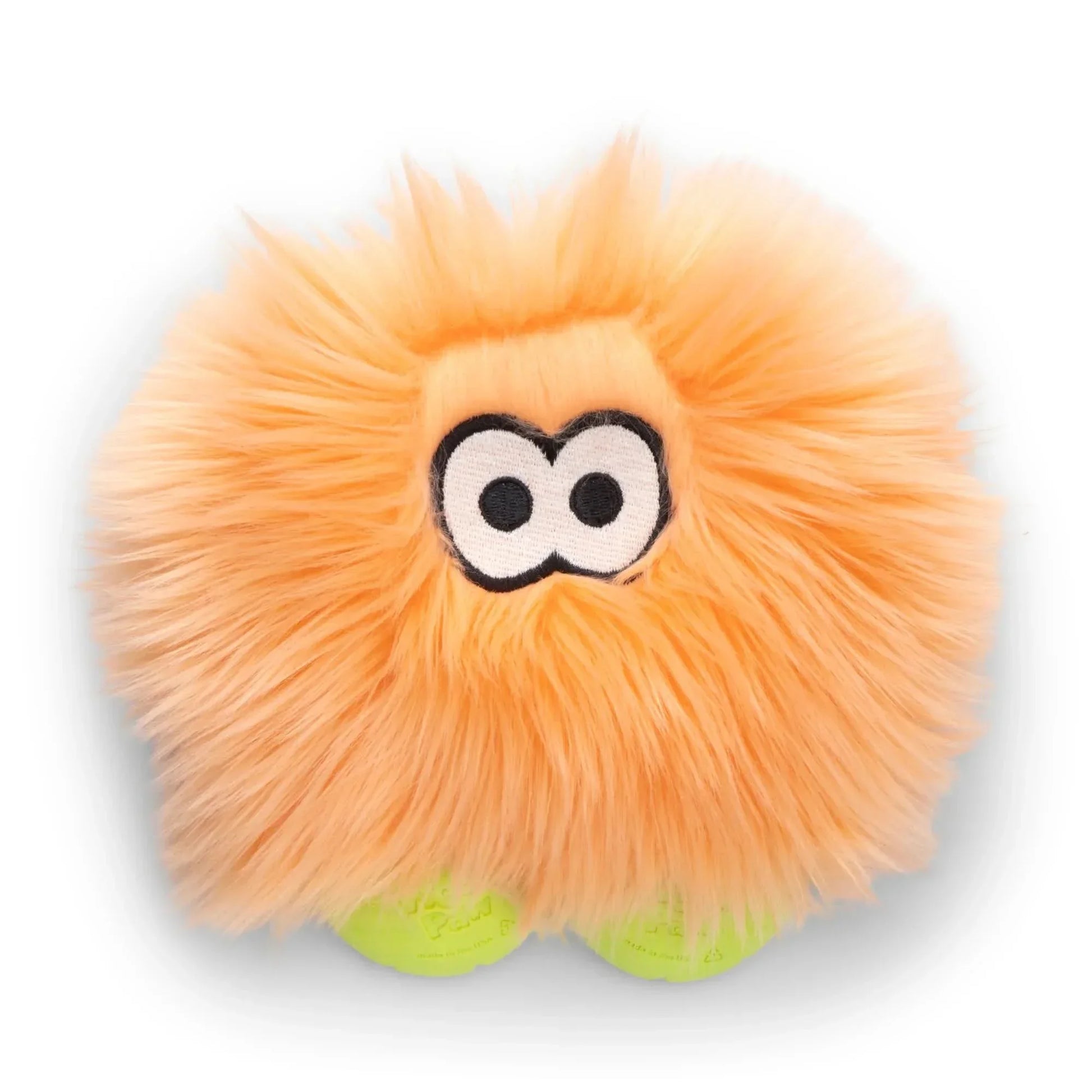 West Paw squeaky plush dog toy in orange and green for playful dogs