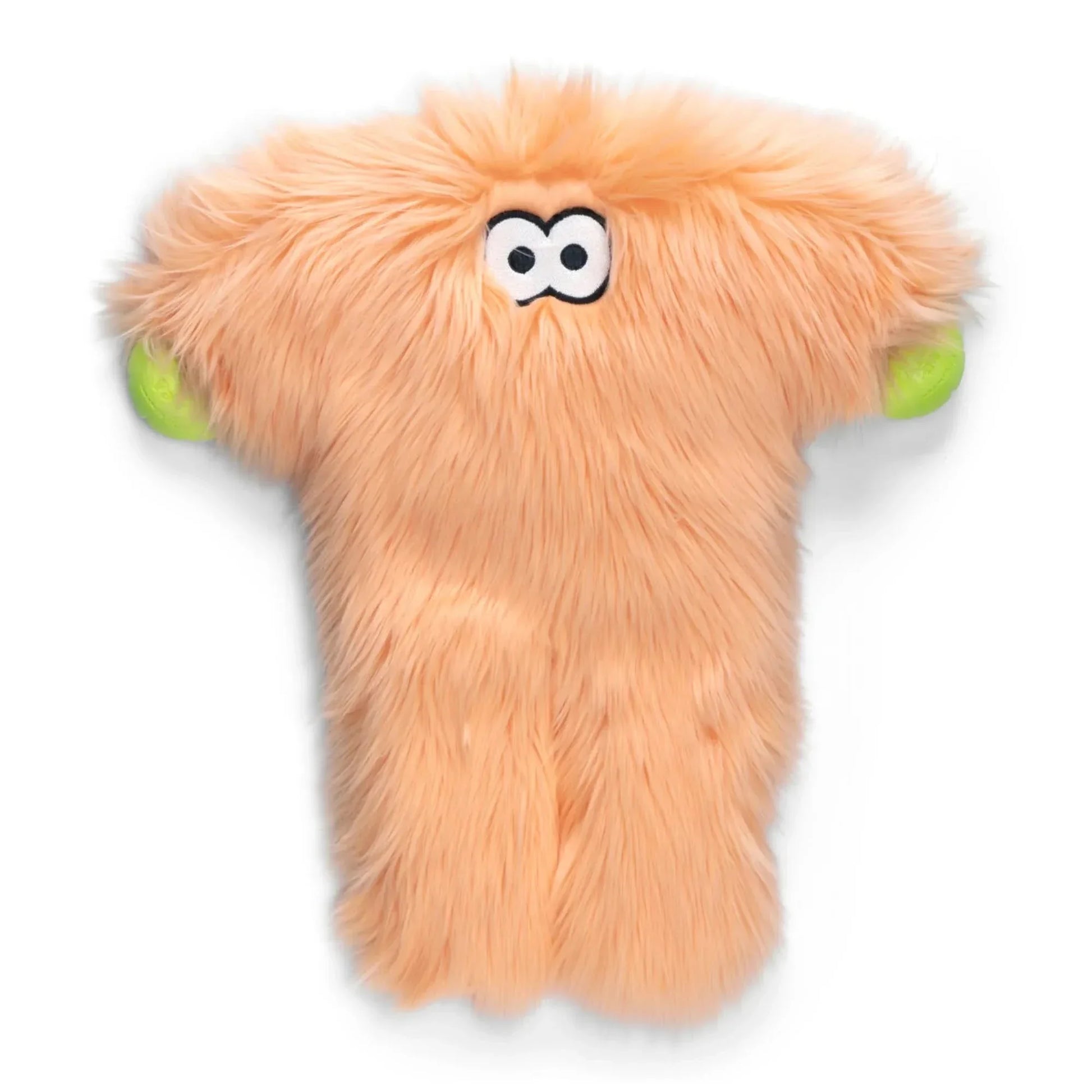 West Paw Squeaky Plush Dog Toy in vibrant orange with soft furry texture and fun eyes