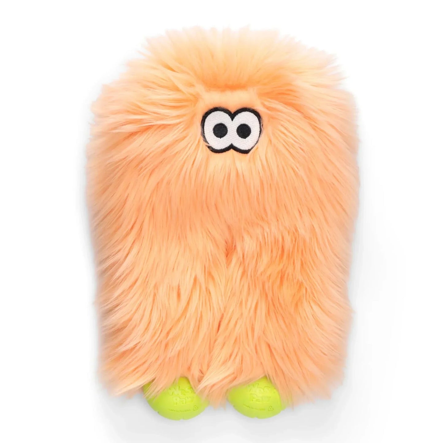 West Paw Squeaky Plush Dog Toy in Orange with Cute Eyes and Soft Fur for Playtime Fun