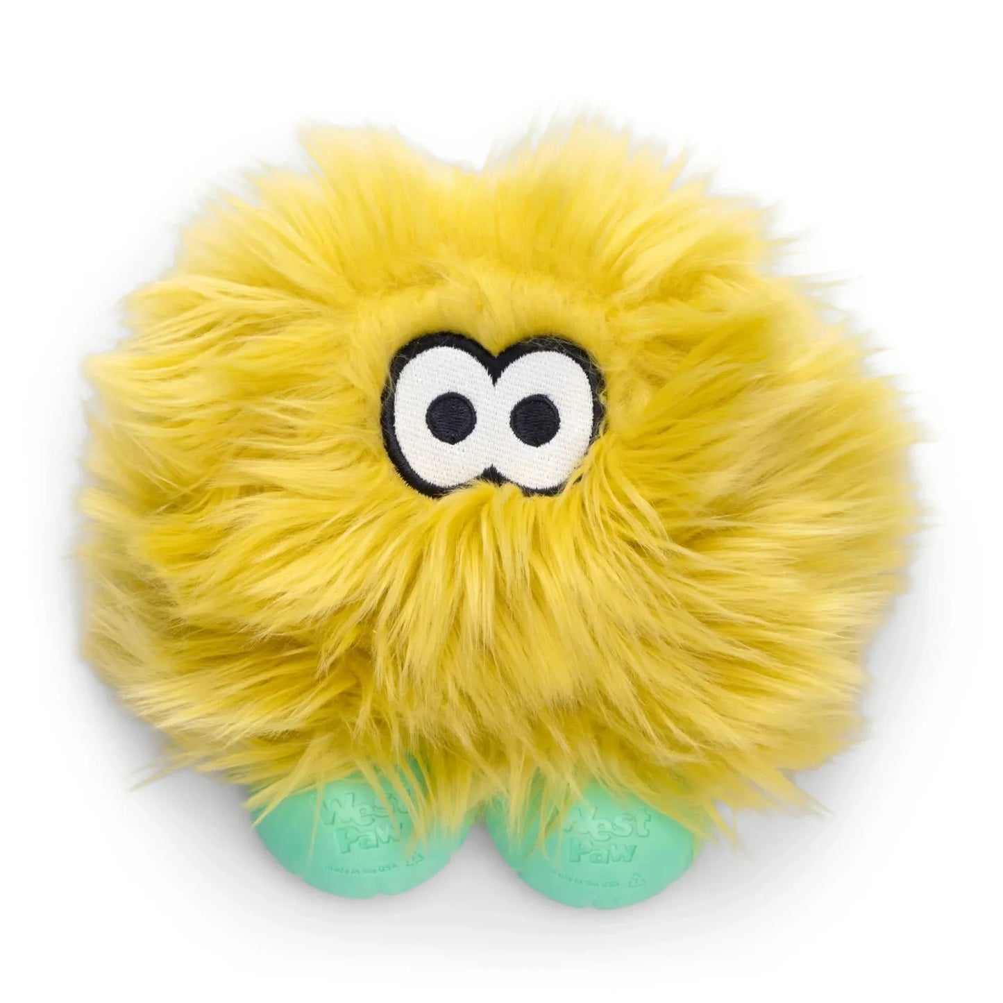 West Paw Squeaky Plush Dog Toy in Yellow with Soft Fur and Fun Design for Interactive Play