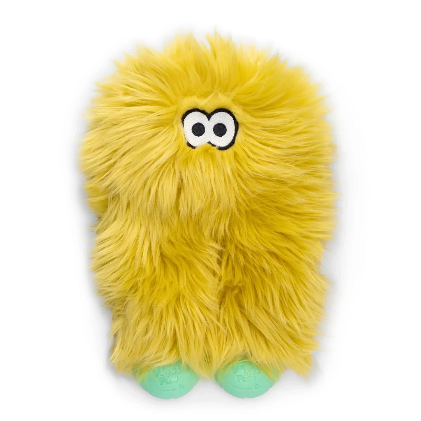 West Paw Squeaky Plush Dog Toy in Yellow with Soft Fur and Fun Design for Dogs