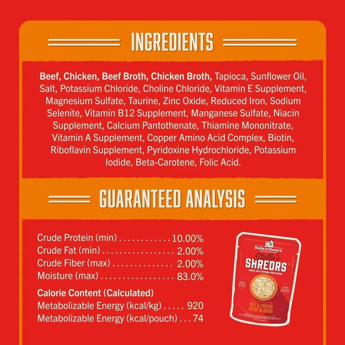 Stella & Chewy's Stella's Shredders Beef & Chicken in Broth Dog 24 / 2.8 oz - Talis Us