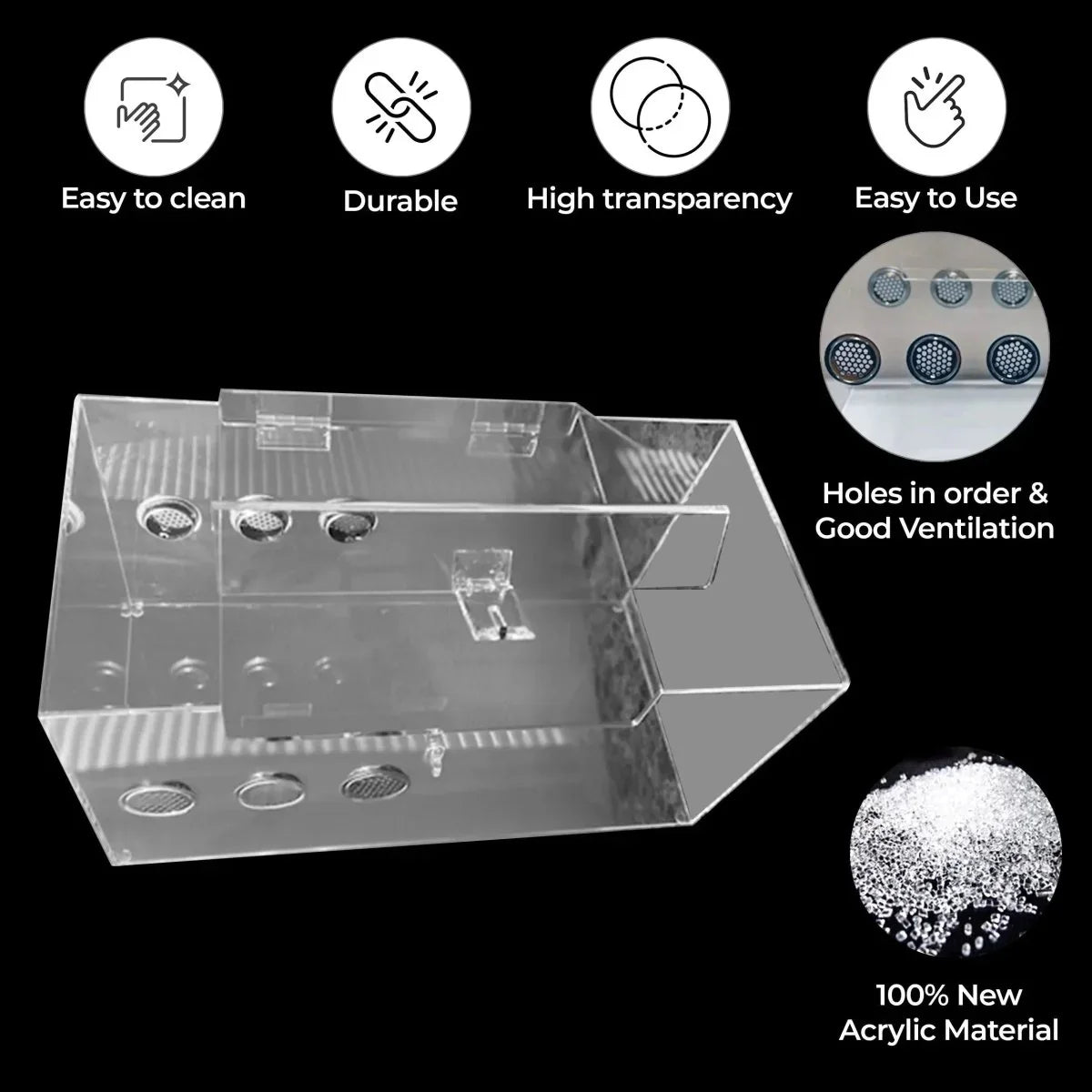 Talis - us Acrylic Tarantula Enclosure Transparent Terrariums Horizontal or Vertical Style for Spider Reptile Insect 8” x 8” x 16” - Talis Us