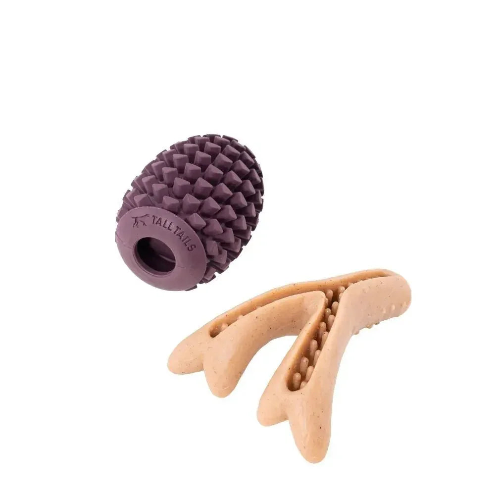 Tall Tails 2 Pack Antler/Acorn Enrichment Pack Safe Chew Toys for Dogs - Talis Us