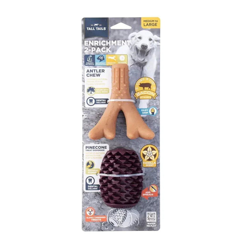 Tall Tails 2 Pack Antler/Acorn Enrichment Pack Safe Chew Toys for Dogs - Talis Us