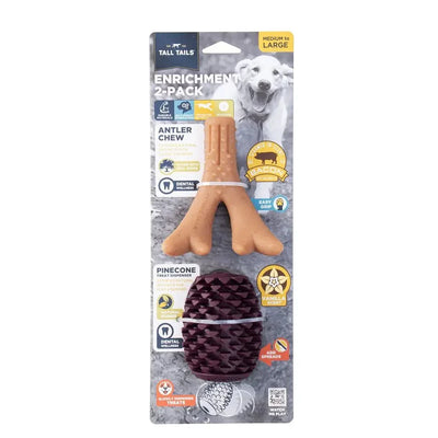 Tall Tails 2 Pack Antler/Acorn Enrichment Pack Safe Chew Toys for Dogs - Talis Us