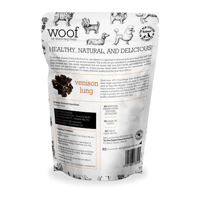 The New Zealand Natural Pet Food Co Woof Venison Lung Dog Treats 1.76oz - Talis Us