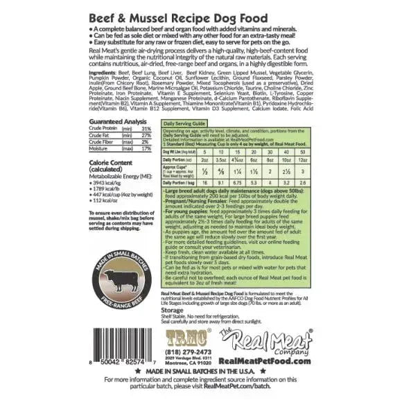 The Real Meat Company Air - Dried Beef with Mussels Dog Food 2lb - Talis Us