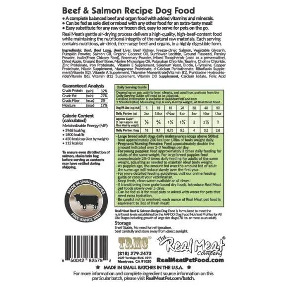 The Real Meat Company Air - Dried Beef with Salmon Dog Food 2lb - Talis Us