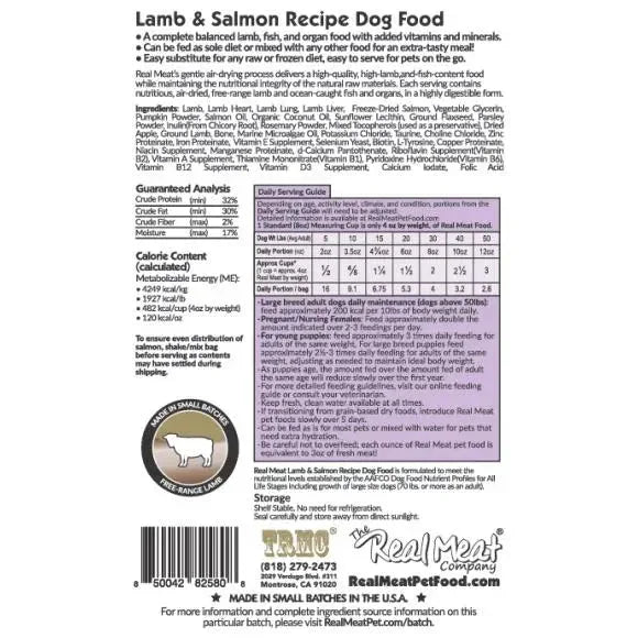 The Real Meat Company Air - Dried Lamb with Salmon Dog Food 2lb - Talis Us