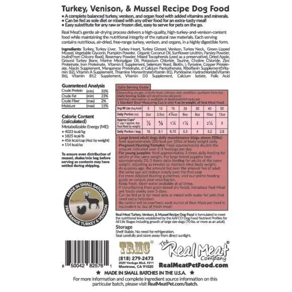 The Real Meat Company Air - Dried Turkey Venison with Mussels Dog Food 2lb - Talis Us