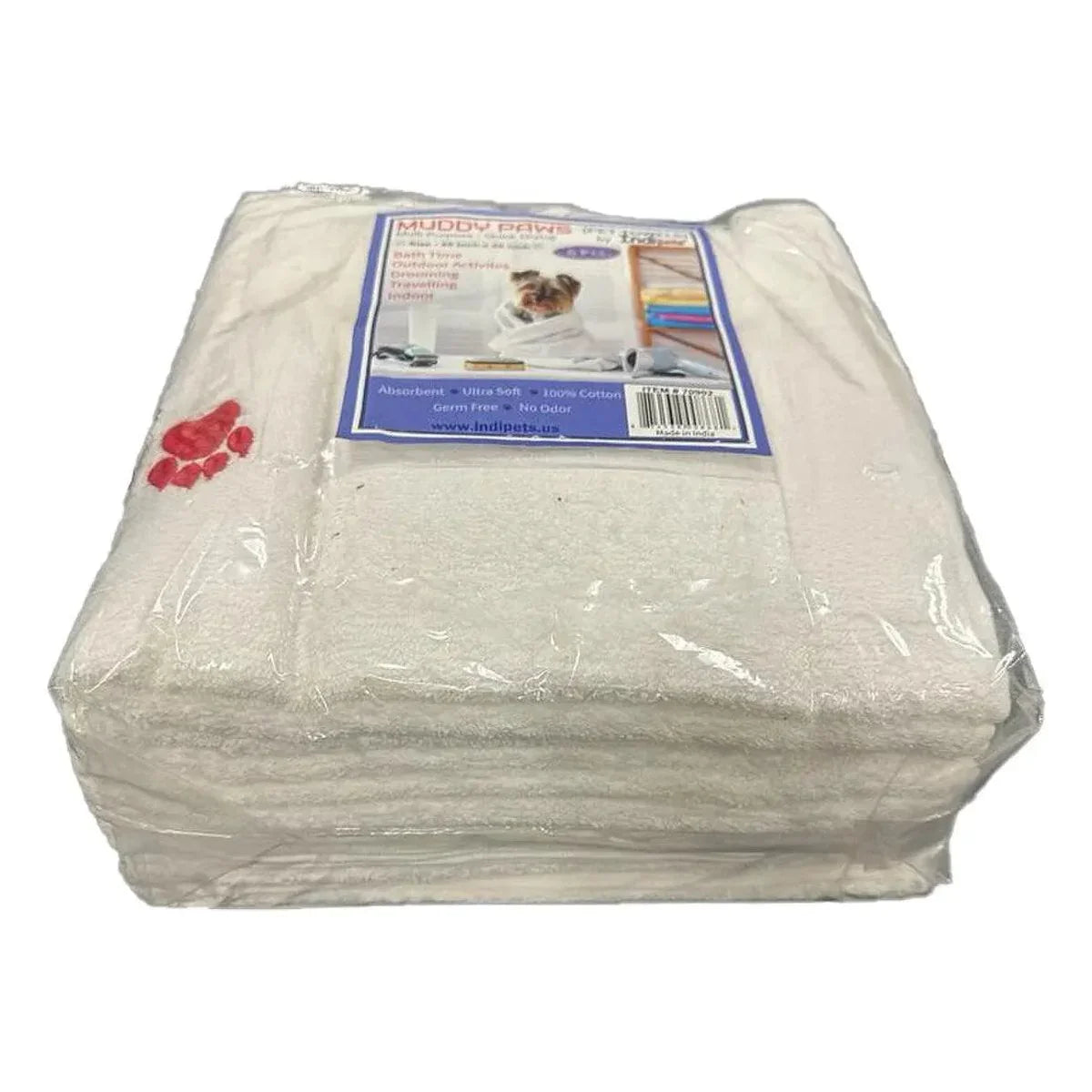 ThoozyPet 6pk 100% Cotton Cat & Dog Towels with Red Paw 20" x 40" - Talis Us