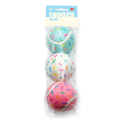 ThoozyPet Birthday 3pk Sprinkle Tennis Balls Fetch Dog Toy 2.5" - Talis Us