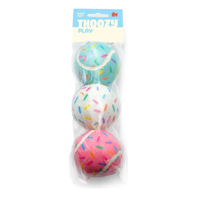 ThoozyPet Birthday 3pk Sprinkle Tennis Balls Fetch Dog Toy 2.5" - Talis Us