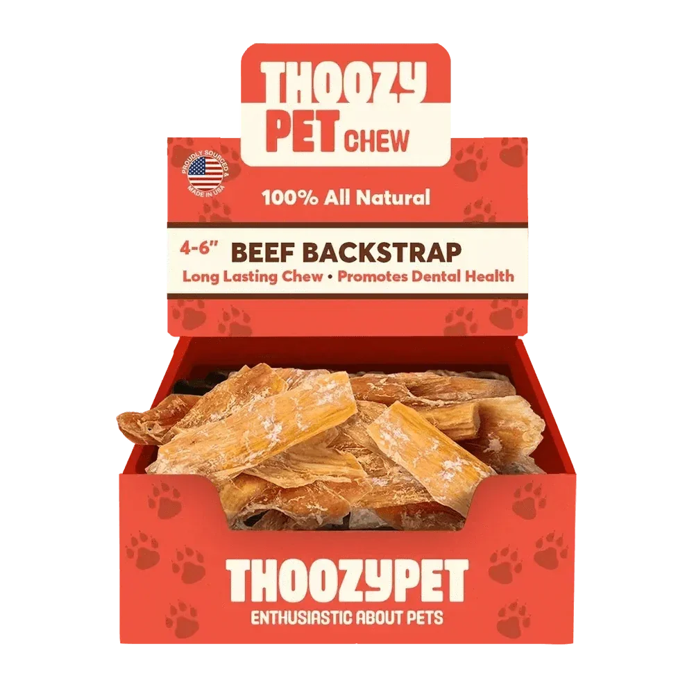 ThoozyPet USA - Sourced Beef Backstrap Dog Chews 4 - 6" 50ct - Talis Us