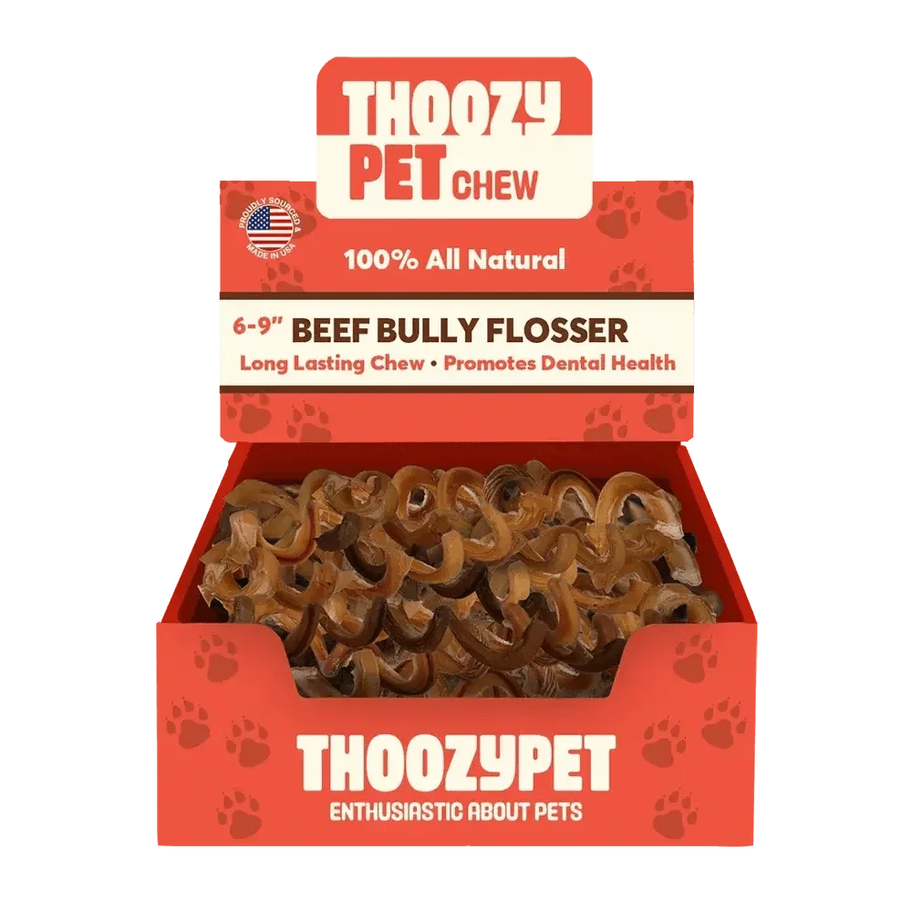 ThoozyPet USA - Sourced Beef Bully Flosser Dog Chews 6 - 9" 15ct - Talis Us