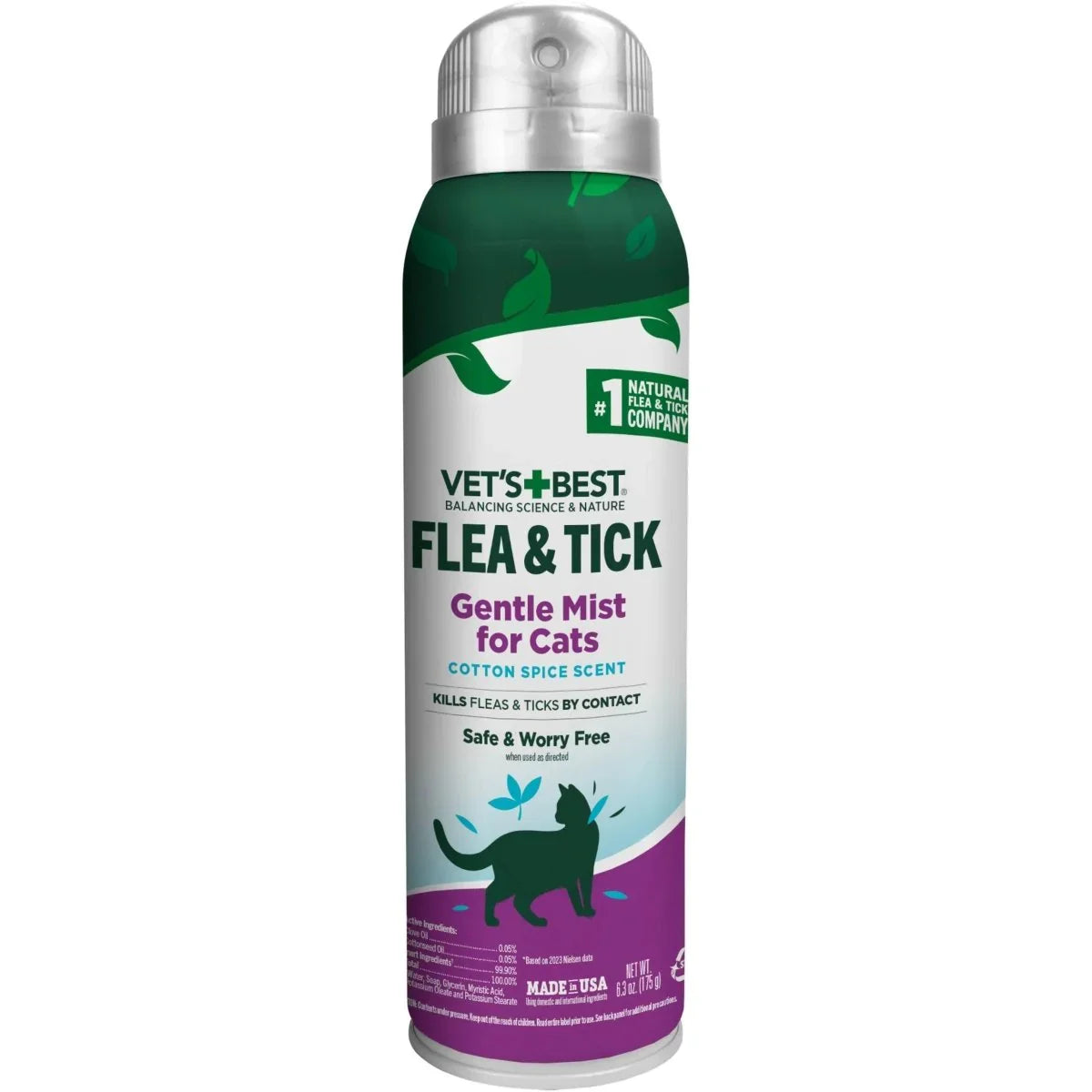 Vet's Best Cotton Spice Scent Flea & Tick Gentle Mist for Cats 6.3 oz - Talis Us