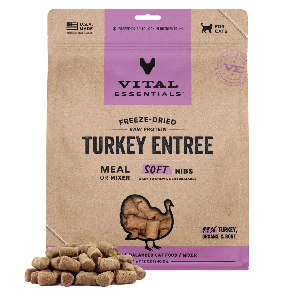 Vital Essentials Freeze - Dried Raw Entree & Mixer Cat Food Soft Nibs 12 oz - Talis Us