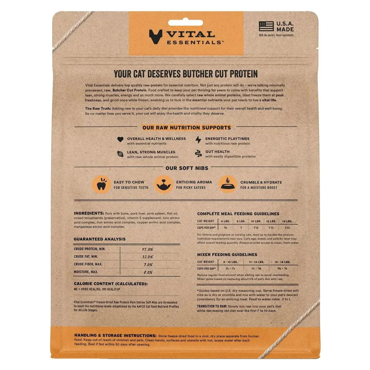 Vital Essentials Freeze - Dried Raw Entree & Mixer Cat Food Soft Nibs 12 oz - Talis Us