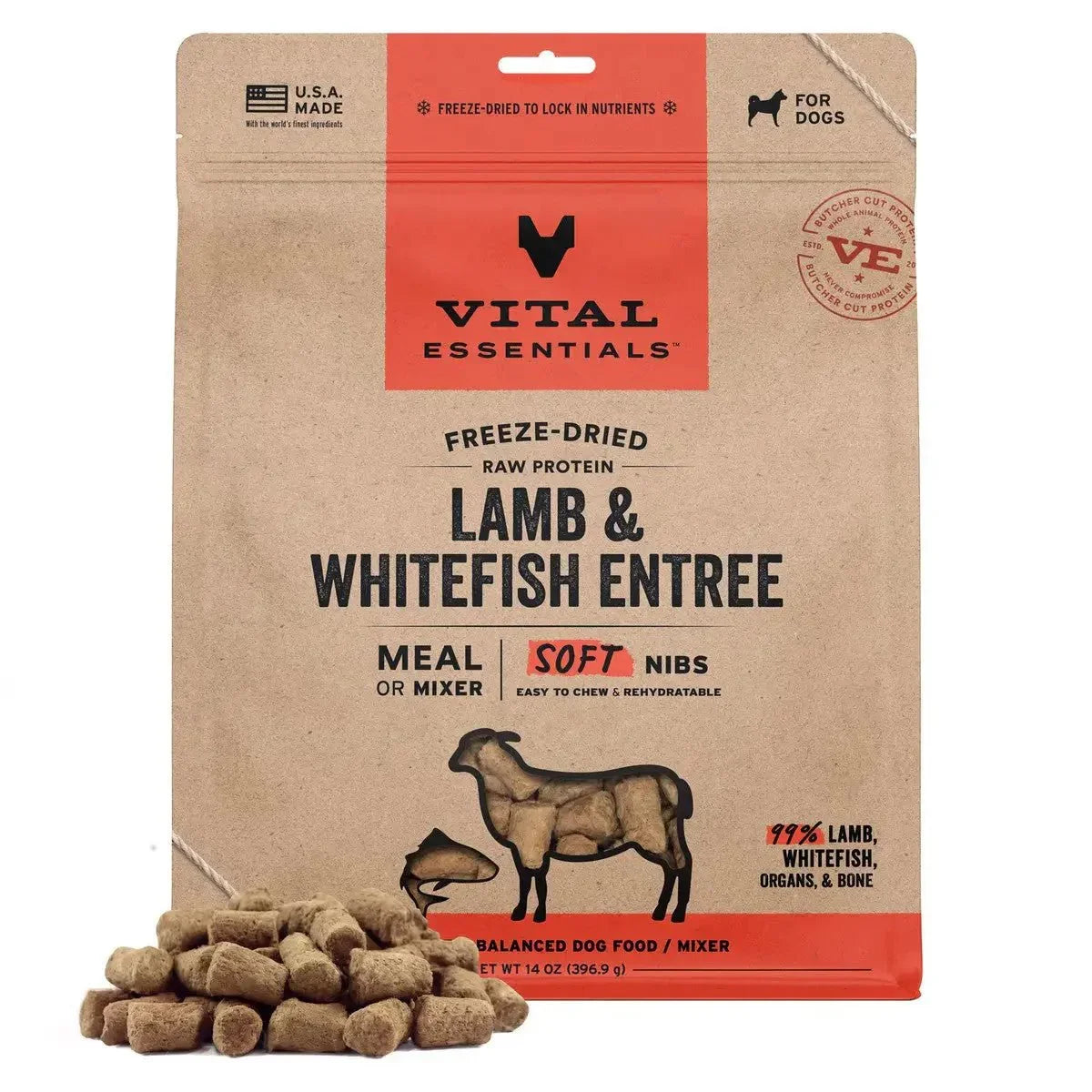 Vital Essentials¨ Freeze - Dried Raw Entree & Mixer Dog Food Soft Nibs 14 oz - Talis Us