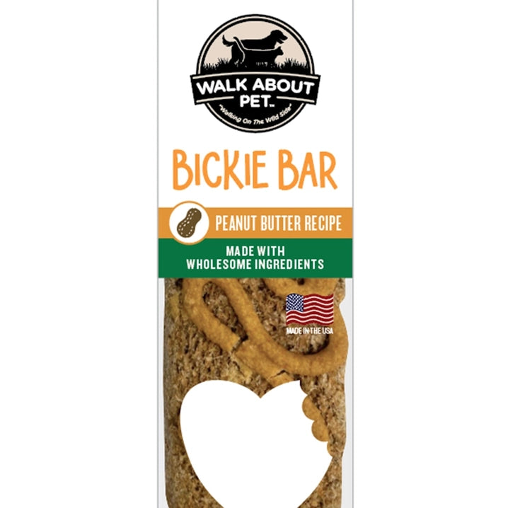 Walk About Pet Bickie Bar Peanut Butter Dog Treats made with wholesome ingredients for dogs