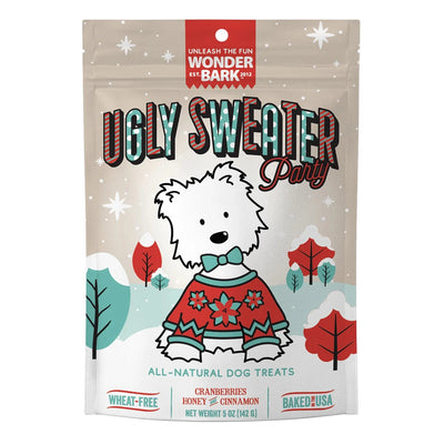 Wonder Bark Ugly Sweater Party Christmas dog treats all natural with cranberries and cinnamon