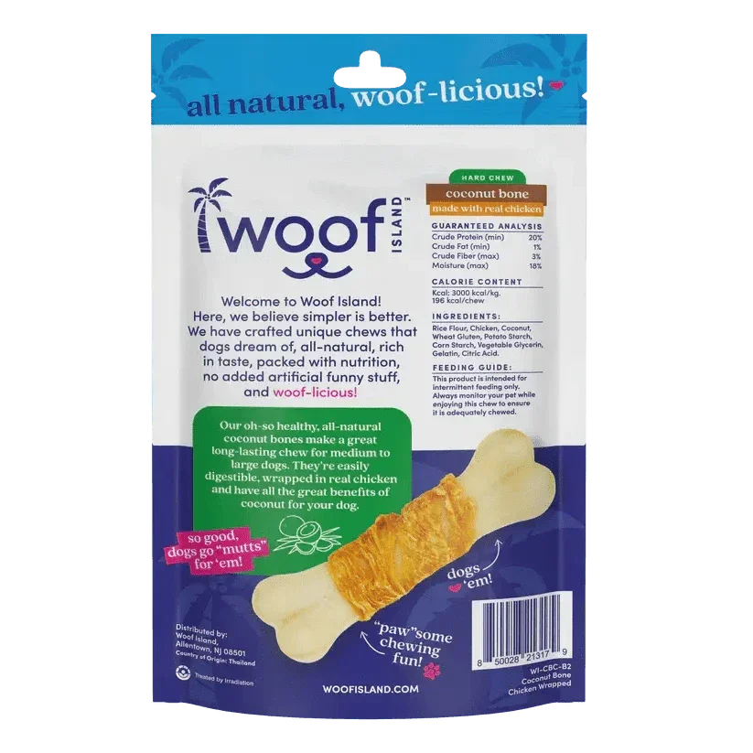 Woof Island Natural Coconut Bones with Chicken Healthy Dog Snacks - Talis Us