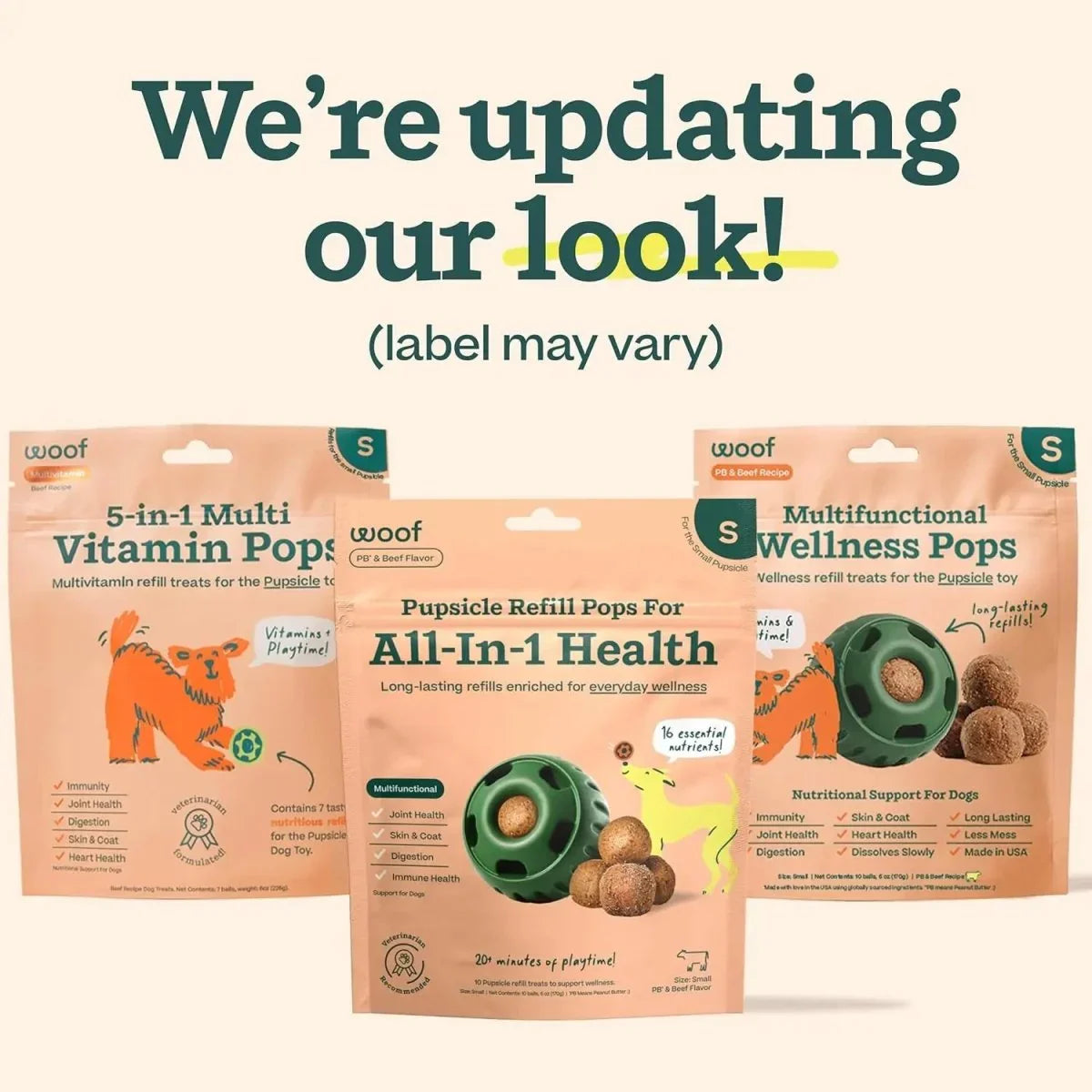 Woof Pet Pupsicle Pops Refills All - in - 1 Health Beef Grain - Free Lickable Dog Treats - Talis Us