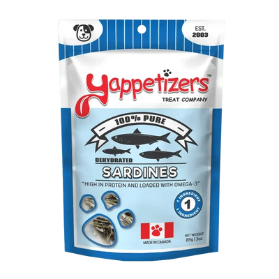 Yappetizers Dehydrated Sardines Dog Treats 3 oz - Talis Us