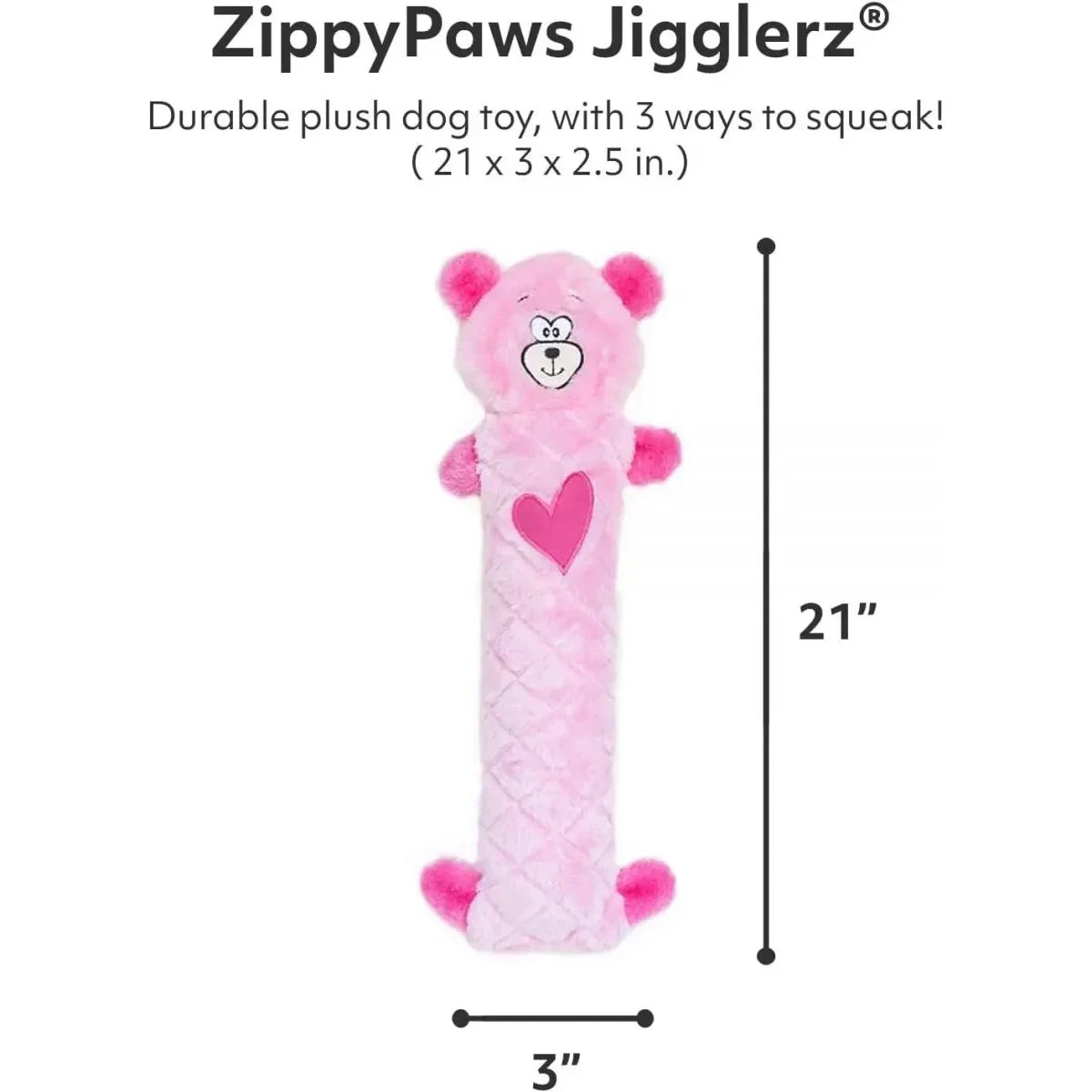 ZippyPaws Jigglerz Pink Bear Dog Toys - Talis Us