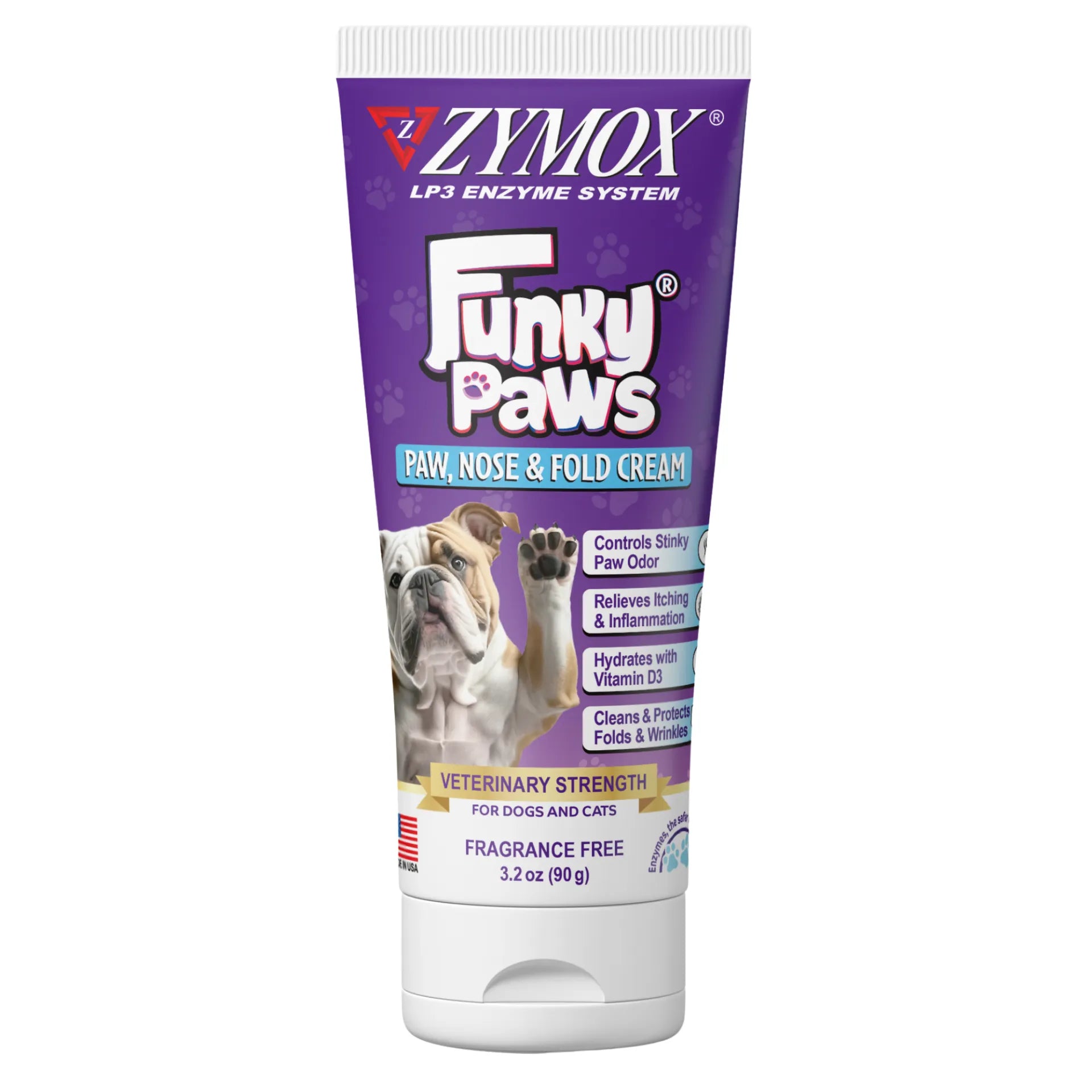 Zymox Funky Paws Paw and Nose Cream for Dogs in a 3.2 oz tube for skin relief and moisture