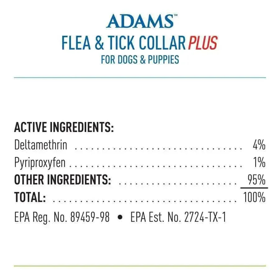 Adams Flea & Tick Collar Plus for Dogs & Puppies, 2 Pack One Size Adams