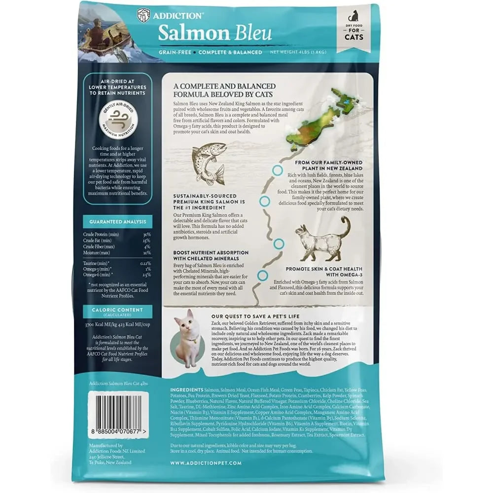 Addiction Salmon Bleu Balanced Diet Skin and Coat Health Formula Dry Cat Food Addiction