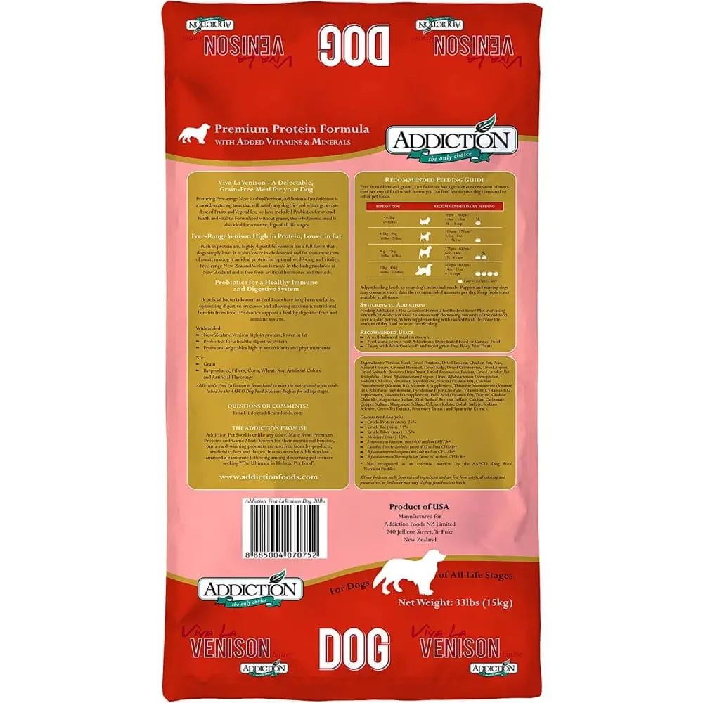 Addiction Viva La Venison Grain Free Dry Dog Food Addiction