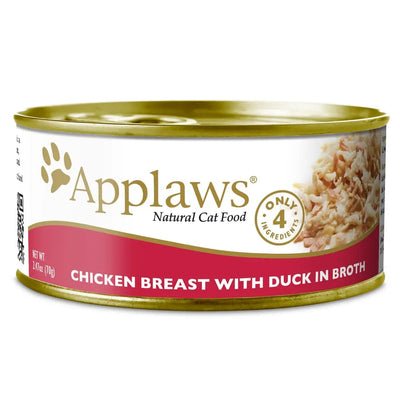 Applaws Natural Wet Cat Food Chicken Breast with Duck in Broth 2.47oz Can 24/cs Applaws