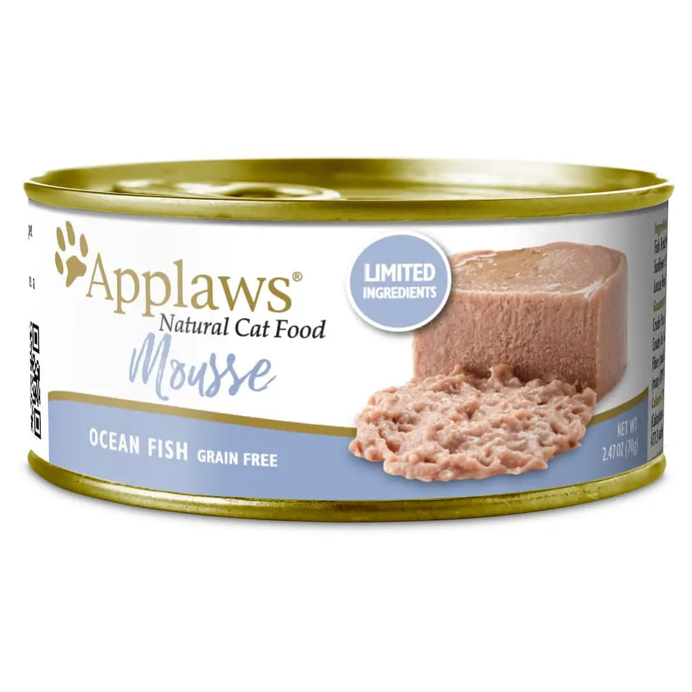 Applaws Natural Wet Cat Food Plain Mousse Ocean Fish 2.47oz Can