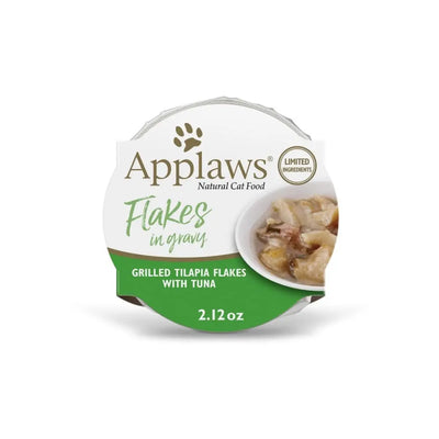 Applaws Natural Wet Cat Food Tilapia with Tuna Flakes in Gravy 2.12oz Pot 18/cs Applaws