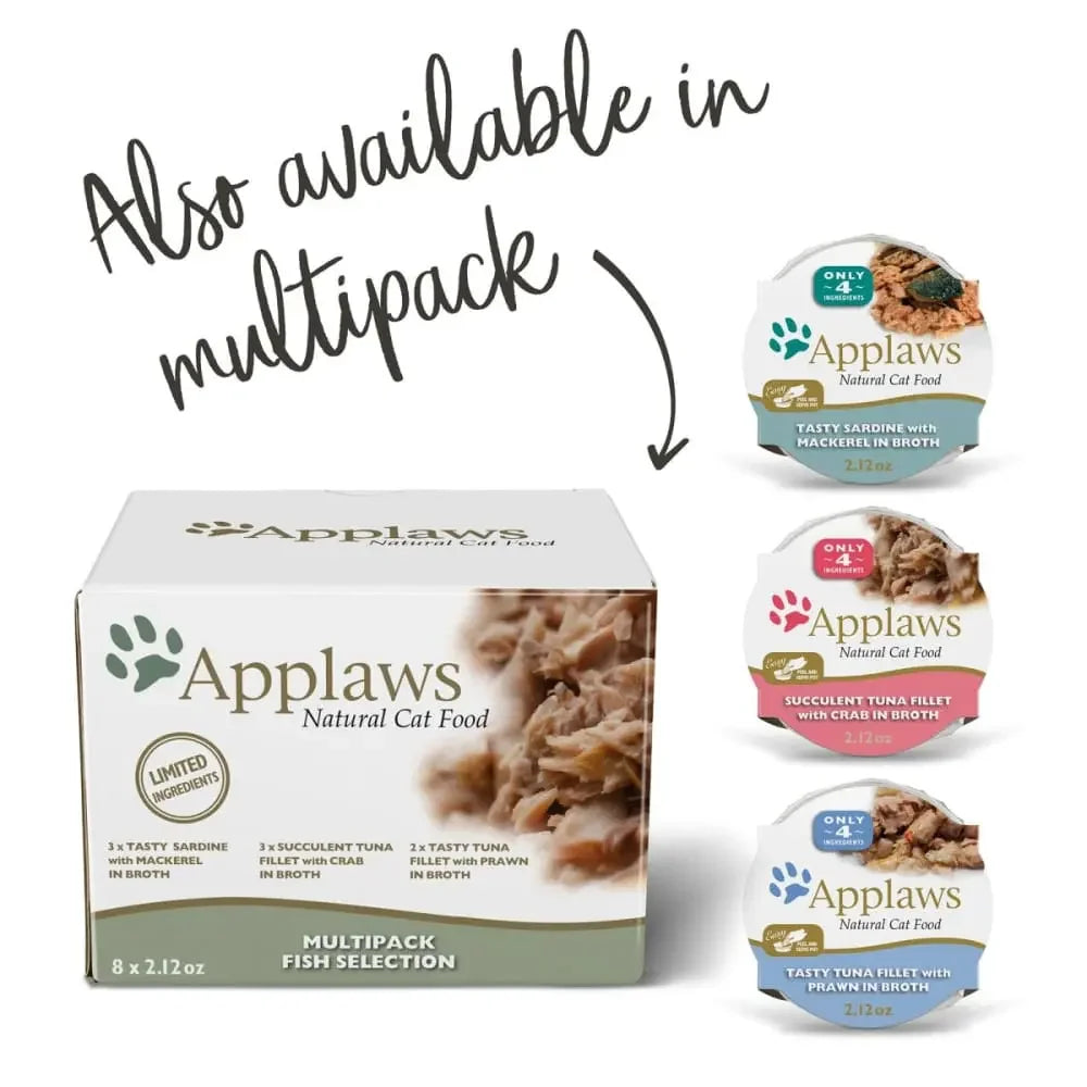 Applaws Natural Wet Cat Food Tuna Fillet with Prawn in Broth 2.12oz Pot Applaws