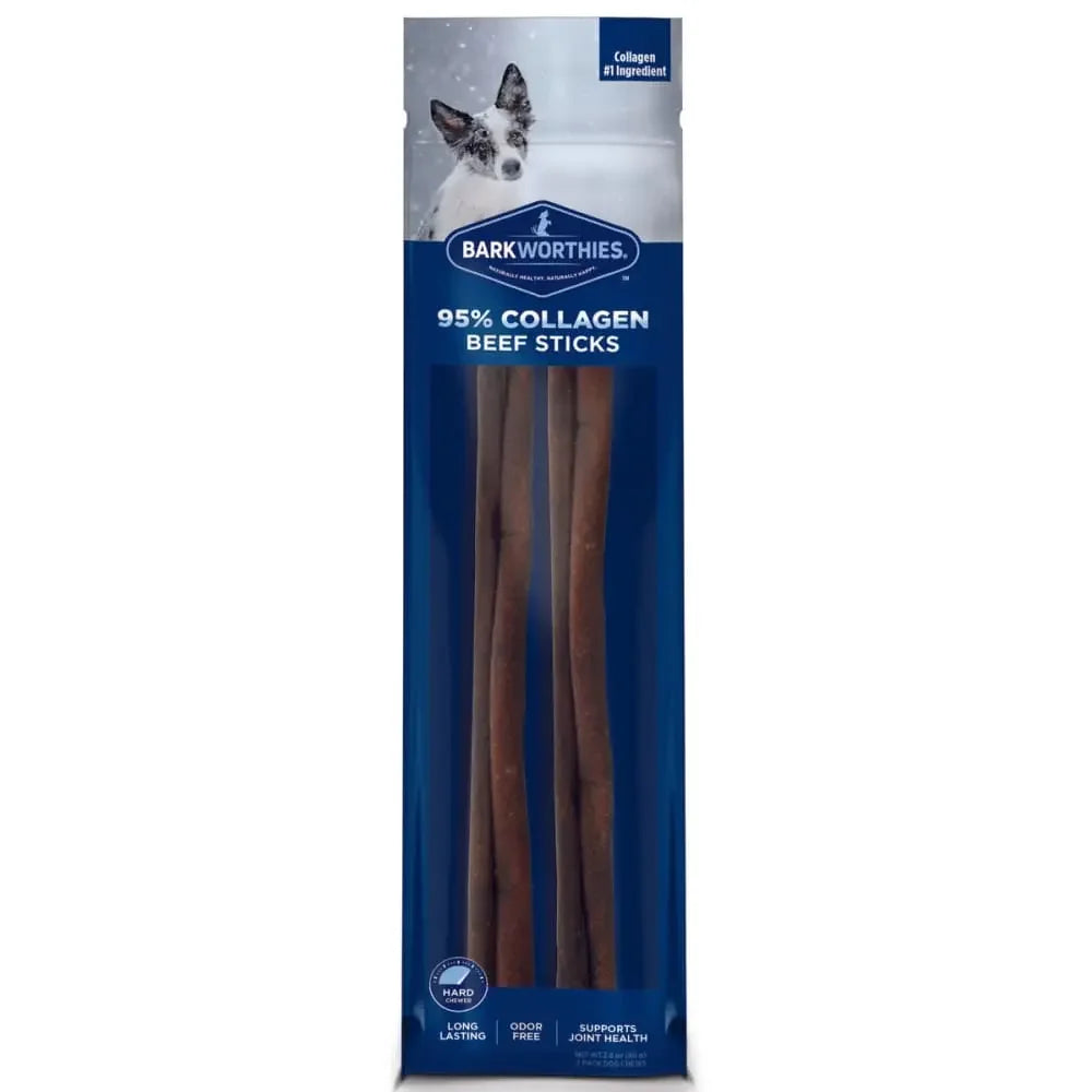 Barkworthies Collagen Beef Sticks Plain 12" 2pk Barkworthies