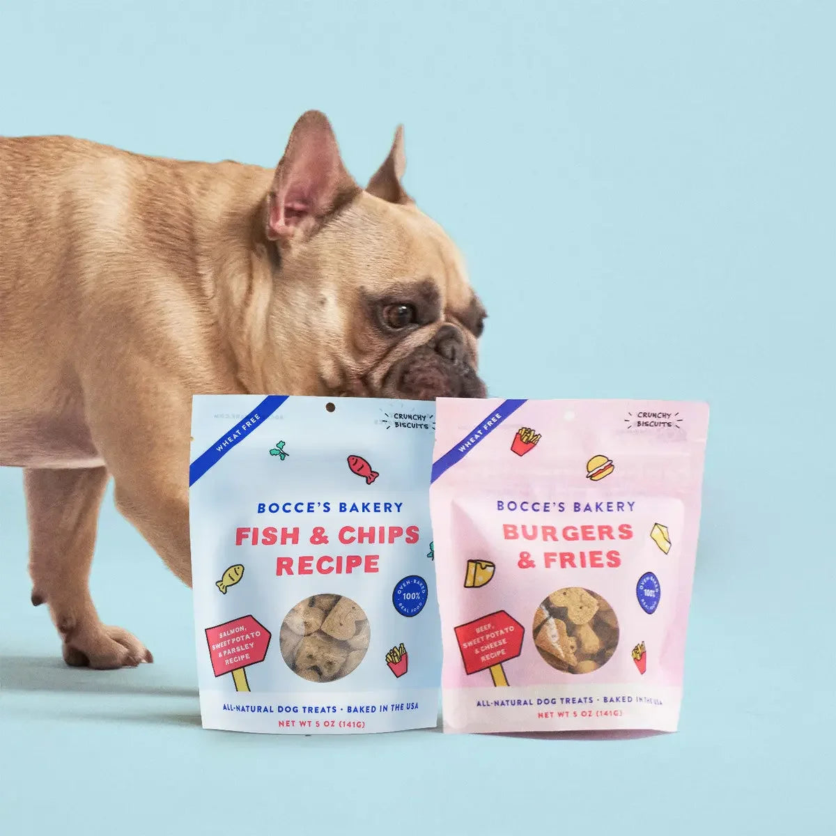 Bocce's Bakery Fish & Chips 5oz Biscuits Dog Treats Bocce's Bakery