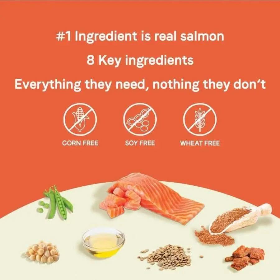 CANIDAE PURE Grain-Free Petite Small Breed Adult Raw Coated with Salmon Freeze-Dried Dry Dog Food features real salmon as the #1 ingredient, 8 key ingredients, and is free from corn, soy, and wheat—everything your small dog needs and nothing they dont.