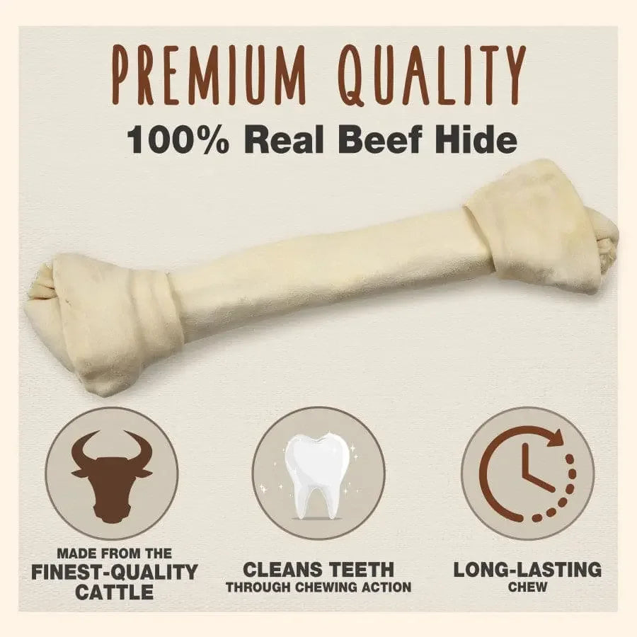 Cadet Beef Hide Knotted Dog Chews Knotted Bone, Original Cadet