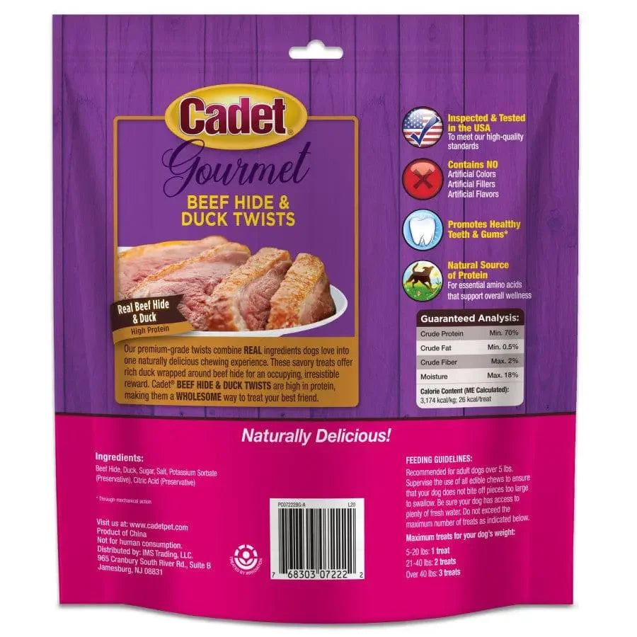 Cadet Gourmet Beef Hide & Duck Dog Twist Sticks Cadet
